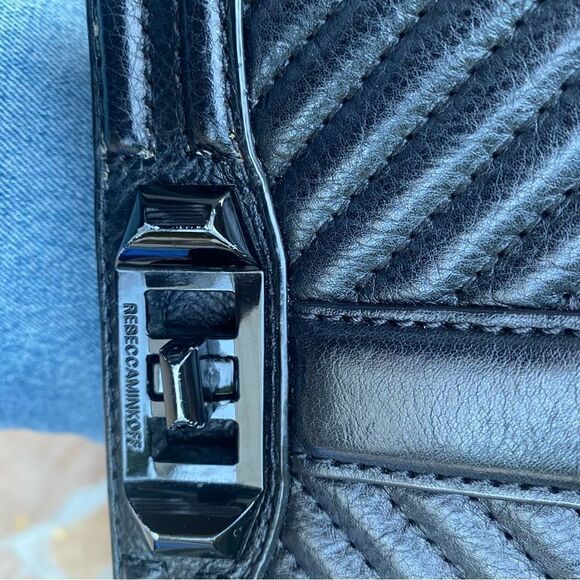 Rebecca Minkoff Love Chevron-Quilted Crossbody Bag in black - Picture 7 of 10
